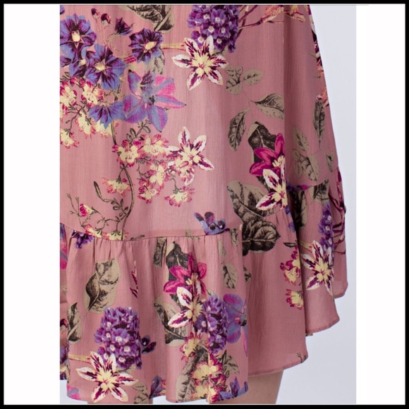 Off-Shoulder Floral Hi-Lo Dress - Picture 5 of 8